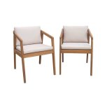 Lot de 2 fauteuils de jardin beige zamara en bois dacacia. 53 x 62 x 73 cm
