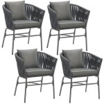 Fauteuils de jardin - tectake - ensemble de 4 chaises valeiras effet corde tressée avec housses amovibles ... Fauteuils de jardin - tectake - ensemble de 4 chaises valeiras effet corde tressée avec housses amovibles ...
