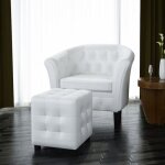Fauteuil - keenso - ab60711 - similicuir - blanc - repose - pied inclus