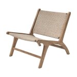Fauteuil en bois de teck et tressage chevron en rotin - kilka - rendez - vous d�co