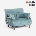 Fauteuil lit pliant gain de place en velours deborah twin lux - turquoise