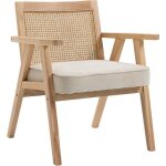 Homcom - fauteuil lounge - tissu en polyester - 63x69x78cm - bois naturel