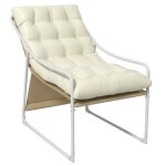 Chaise de jardin outsunny fauteuil dext�rieur avec coussin cadre en acier pour balcon terrasse jardin ...