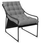 Chaise de jardin outsunny fauteuil dext�rieur avec coussin cadre en acier pour balcon terrasse jardin ...