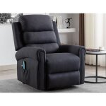 Fauteuil massant en tissu avec releveur �lectrique - gris anthracite - lovari