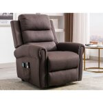 Fauteuil massant en tissu avec releveur électrique - marron - lovari Fauteuil massant en tissu avec releveur électrique - marron - lovari