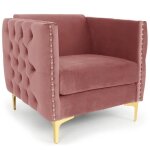 Fauteuil joshua velours rose