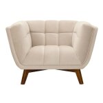 Fauteuil en velours beige capitonn� - mona - rendez - vous d�co