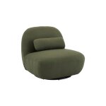 Fauteuil pivotant 360 en bouclette texture vert kaki fonc . pitement en mtal noir mat - spino