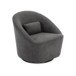 Fauteuil pivotant 360° en tissu gris foncé avec coussin. lana l 80 x p 73 x h77cm Fauteuil pivotant 360° en tissu gris foncé avec coussin. lana l 80 x p 73 x h77cm