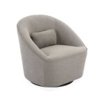 Fauteuil pivotant 360° en tissu grège. avec coussin lana l 80 x p 73 x h77cm Fauteuil pivotant 360° en tissu grège. avec coussin lana l 80 x p 73 x h77cm