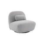 Fauteuil pivotant 360° en bouclette texturée gris clair. piètement en métal noir mat - spino Fauteuil pivotant 360° en bouclette texturée gris clair. piètement en métal noir mat - spino