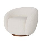 Fauteuil pivotant en tissu boucl blanc - naya - rendez - vous dco