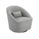 Fauteuil pivotant 360 en tissu gris clair. avec coussin lana l 80 x p 73 x h77cm
