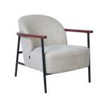 Fauteuil relax en acier bois et tissu beige - oviala