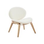 Fauteuil relax décor bois courbé placage effet chêne et bouclette texturée Fauteuil relax décor bois courbé placage effet chêne et bouclette texturée