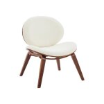Fauteuil relax décor bois courbé placage effet noyer et bouclette texturée Fauteuil relax décor bois courbé placage effet noyer et bouclette texturée