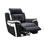 Fauteuil relax électrique en cuir angelique - noir / blanc Fauteuil relax électrique en cuir angelique - noir / blanc