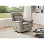 Fauteuil relax électrique en cuir gris clair adelio Fauteuil relax électrique en cuir gris clair adelio