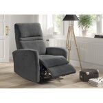 Fauteuil relax �lectrique en microfibre couleur gris fonc� - longueur 77 x profondeur 84 x hauteur 109 ...
