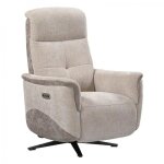 Fauteuil relax pivotant bi moteur bloom tissu maill� beige & moka
