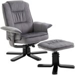 Fauteuil de relaxation charles avec repose - pieds pouf si�ge pivotant dossier inclinable assise rembourr�e ...