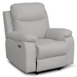 Fauteuil de relaxation �lectrique bona en tissu imitation cuir - gris clair - l97 x 90 x 100cm - loungitude ...