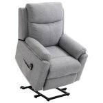 Homcom - fauteuil releveur �lectrique - tissu polyester au toucher lin - 83x89x102cm - gris fonc�