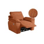 Fauteuil de relaxation électrique ross en velours côtelé - terracotta Fauteuil de relaxation électrique ross en velours côtelé - terracotta