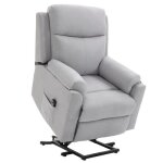 Homcom - fauteuil releveur �lectrique - tissu polyester au toucher lin - 83x89x102cm - gris clair