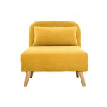 Miliboo - fauteuil convertible scandinave en tissu effet velours jaune moutarde et bois clair amiko
