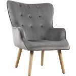 Fauteuil style scandinave velours odense - 73 x 81 x 92. 5 cm - 1 place - gris