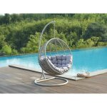 Fauteuil suspendu en r�sine tress�e - gris - bontoc de mylia