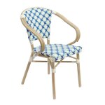 Fauteuil de terrasse bistrot parisien en aluminium et rotin bleu - oviala Fauteuil de terrasse bistrot parisien en aluminium et rotin bleu - oviala