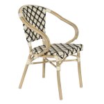 Fauteuil de terrasse bistrot parisien en aluminium et rotin noir - oviala