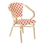 Fauteuil de terrasse bistrot parisien en aluminium et rotin rouge - oviala