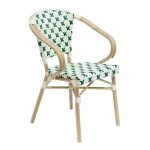 Fauteuil de terrasse bistrot parisien en aluminium et rotin vert fonc� - oviala