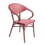 Fauteuil de terrasse bistrot parisien en aluminium rouge - oviala