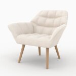 Fauteuil en tissu boucl� blanc - simba - rendez - vous d�co