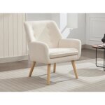 Fauteuil en tissu bouclette blanc serino