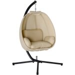 Fauteuil ?uf suspendu balancelle pliante outsunny - métal tissu textilène - beige Fauteuil ?uf suspendu balancelle pliante outsunny - métal tissu textilène - beige