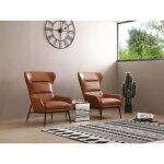 Fauteuil en cuir de buffle camel dinnia