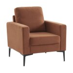 Fauteuil en velours côtelé terracotta - bjorn - canapé 1 place fixe droit pieds métal Fauteuil en velours côtelé terracotta - bjorn - canapé 1 place fixe droit pieds métal