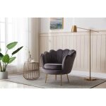 Fauteuil coquillage en velours anthracite dandelion
