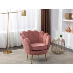 Fauteuil coquillage en velours rose dandelion