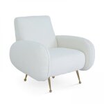 Fauteuil vintage en tissu bouclette blanc - oviala Fauteuil vintage en tissu bouclette blanc - oviala