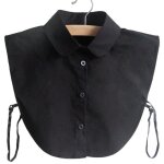 Faux col chemise classique blanc dtachable en coton moiti pour femme noir