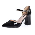 Femme chaussures printemps nouvelle bouche peu profonde noir chaussures de travail sauvage talon �pais ...