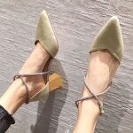 Femme chaussures talons hauts pointu pointu sauvage nouvelle fe croix sangle talon pais sandales mi ...
