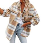 Chemise à carreaux femme - missmao - style a - manches longues - décontracté oversized avec poches Chemise à carreaux femme - missmao - style a - manches longues - décontracté oversized avec poches
